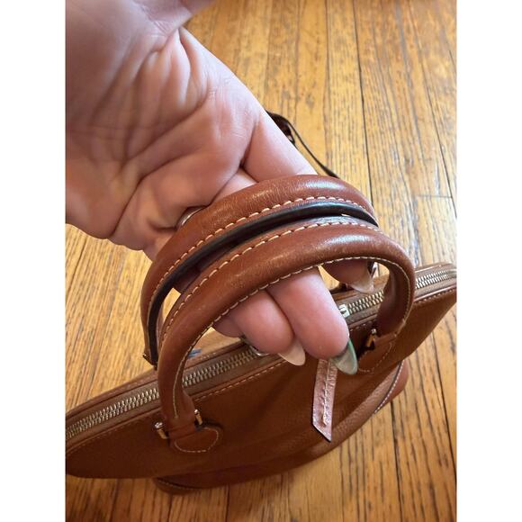 Dooney & Bourke Satchel Bag Womens Brown Pebbled Leather Zip Crossbody Purse - Picture 4 of 15